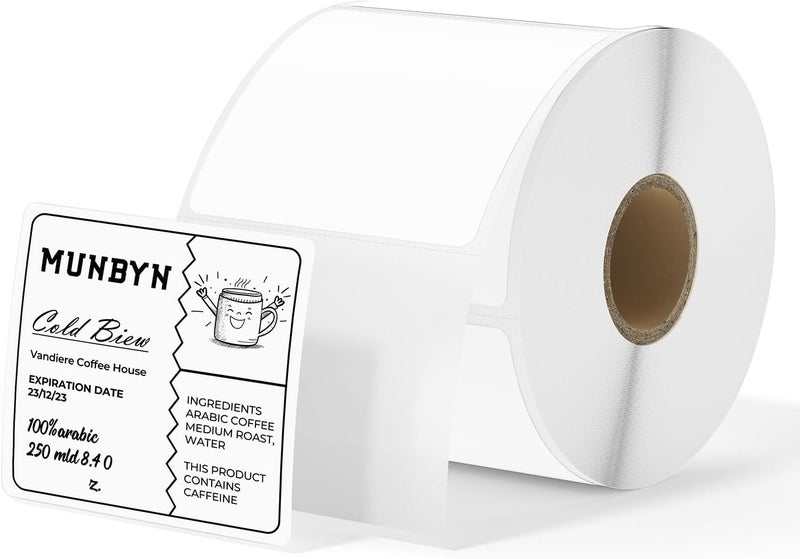 MUNBYN 2"x2" Square Thermal Labels, Compatible with Multiple Thermal Printers, Strong Adhesive, White Address Labels for Barcode, 750 Sheets/Roll - Image 1